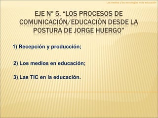 Los medios y las tecnologías en la educación




1) Recepción y producción;


2) Los medios en educación;

3) Las TIC en la educación.
 