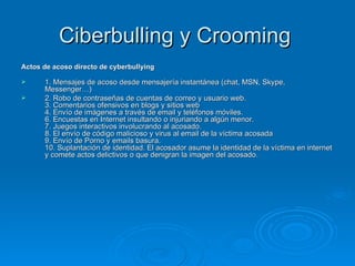 Ciberbulling y Crooming ,[object Object],[object Object],[object Object]