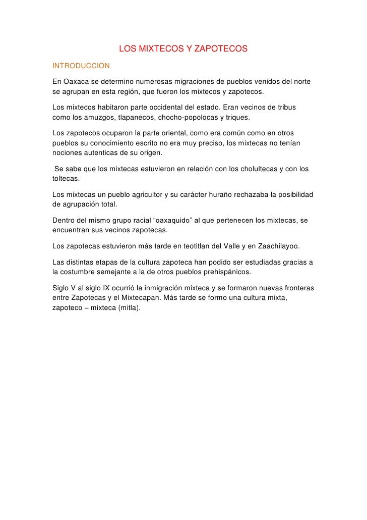 Los Mixtecos Y Zapotecos