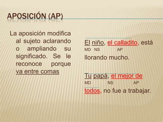 Aposiciones Los modificadores del sujeto | PPTX