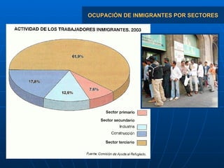 OCUPACIÓN DE INMIGRANTES POR SECTORES 