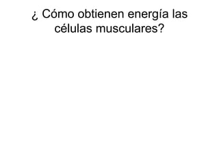 ¿ Cómo obtienen energía las
células musculares?
 