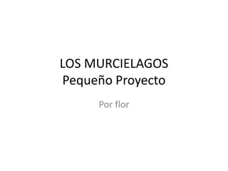 LOS MURCIELAGOS
Pequeño Proyecto
     Por flor
 