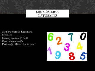 LOS NÚMEROS
NATURALES
Nombre: Marcelo Santamaría
Sihuincha
Grado y sección: 6° A III
Curso: Computación
Profesor(a): Miriam Santisteban
 