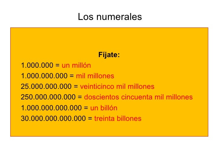 Los numerales Los numerales