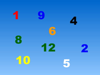 1    9    4
      6
8
     12       2
10        5
 