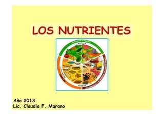 LOS NUTRIENTES

Año 2013
Lic. Claudia F. Marano

 