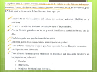 Los objetivos del plan nacional de lectura