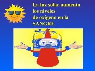 La luz solar aumenta
los niveles
de oxígeno en la
SANGRE
 