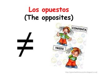 Los opuestos
(The opposites)
http://spanishwithmisscarolina.blogspot.co.uk/
 