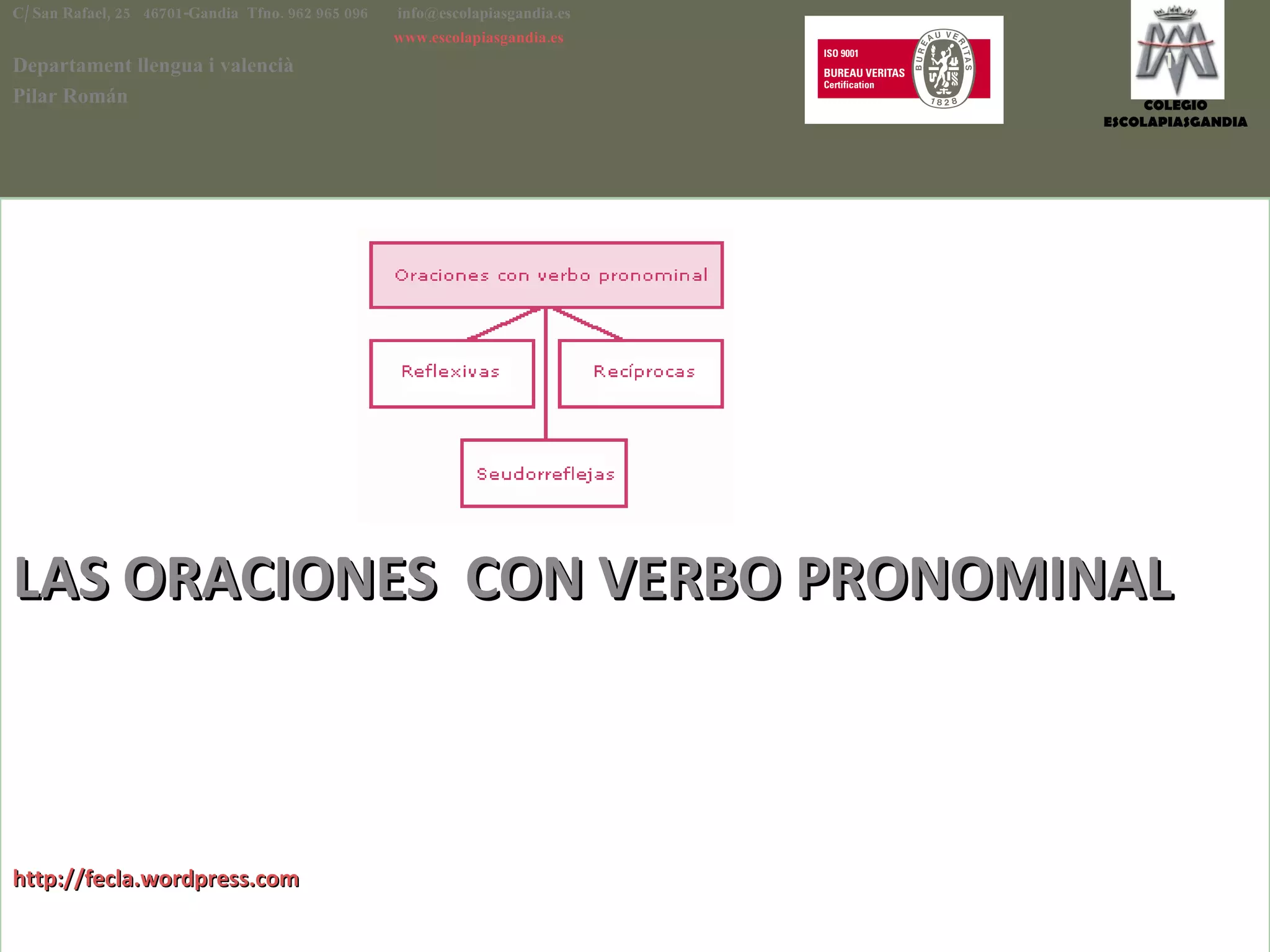 Los oraciones con verbos pronominales | PPT