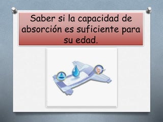 Saber si la capacidad de
absorción es suficiente para
su edad.
 