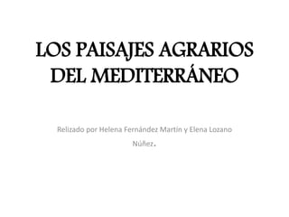 LOS PAISAJES AGRARIOS
DEL MEDITERRÁNEO
Relizado por Helena Fernández Martín y Elena Lozano
Núñez.
 