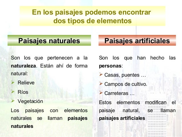 Resultado de imagen de ELEMENTOS  ES UN PAISAJE?