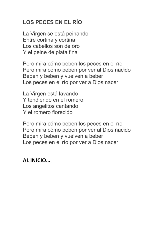 Los peces en el río letra PDF