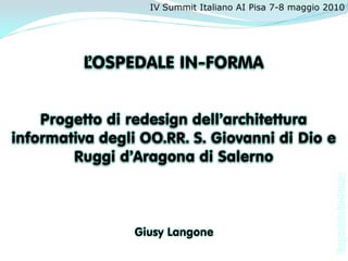 IV Summit Italiano AI Pisa 7-8 maggio 2010




                                           ’ospedale in-forma
Giusy Langone




                                          L
 