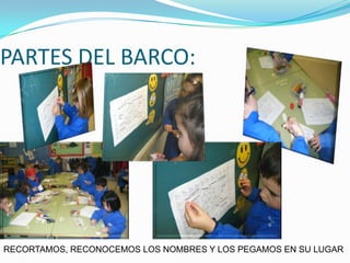 PARTES DEL BARCO:




RECORTAMOS, RECONOCEMOS LOS NOMBRES Y LOS PEGAMOS EN SU LUGAR
 