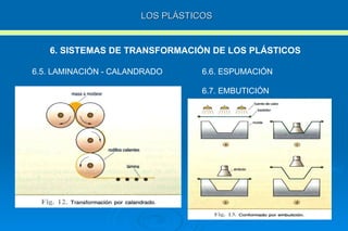 LOS PLÁSTICOS 6. SISTEMAS DE TRANSFORMACIÓN DE LOS PLÁSTICOS 6.5. LAMINACIÓN - CALANDRADO 6.6. ESPUMACIÓN 6.7. EMBUTICIÓN 