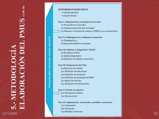 (2 DE 10)
      ELABORACIÓN DEL PMUS
      5.- METODOLOGÍA




12/11/2009                       Los PMUS en pequeñas ciudades. Almassora   28
 