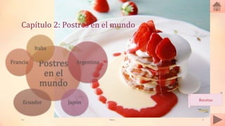 Meras 8Tai
Postres
en el
mundo
Italia
Argentina
JapónEcuador
Francia
Capítulo 2: Postres en el mundo
Recetas
 