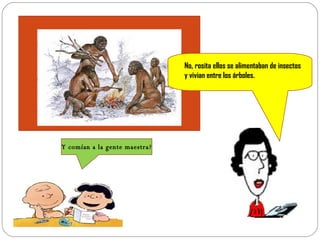 Y comían a la gente maestra? No, rosita ellos se alimentaban de insectos y vivian entre los árboles. 