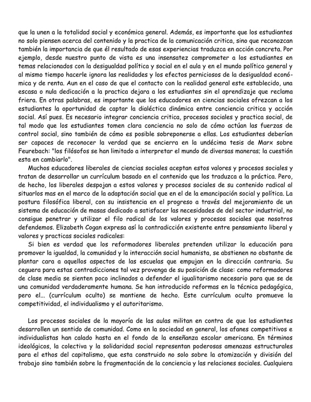 Los profesores como intelectuales, Hacia una pedagogía crítica del aprendizaje. PDF