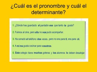¿Cuál es el pronombre y cuál el
determinante?

 