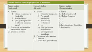 • ¿Qué puedes decir frente a ellos?
• ¿Qué te llama específicamente la atención?
• ¿Por qué crees que se han realizado estos cambios?
• ¿para que te han servido?¿que has aprendido de ellos?
• ¿Qué crees que opinaría de ellos una persona que no conociera la
forma de trabajo de la escuela?
Reflexión sobre la utilidad de los
índices
 