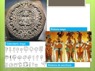 Sistema de escritura:
Calendario maya
Pintura maya
 