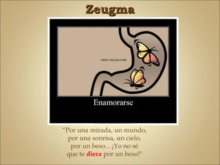 Zeugma




“Por una mirada, un mundo,
  por una sonrisa, un cielo,
   por un beso…¡Yo no sé
 que te diera por un beso!" 
 