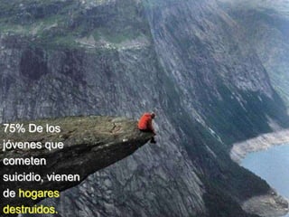 75% De los
jóvenes que
cometen
suicidio, vienen
de hogares
destruidos.
 