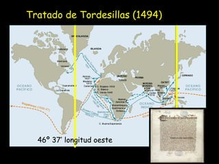 Tratado de Tordesillas (1494) 46º 37’ longitud oeste   