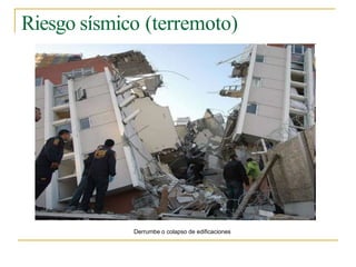 Riesgo sísmico (terremoto)
Derrumbe o colapso de edificaciones
 