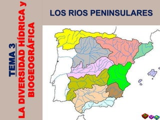 TEMA3
LADIVERSIDADHÍDRICAy
BIOGEOGRÁFICA
LOS RIOS PENINSULARES
 