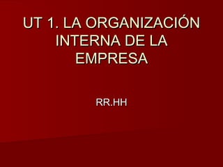 UT 1. LA ORGANIZACIÓN
INTERNA DE LA
EMPRESA
RR.HH

 