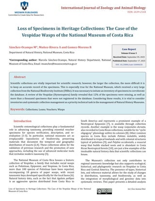 Irreplaceable Specimens Examples Loss of Specimens in Heritage Collections: The Case of the Vespidae ...
