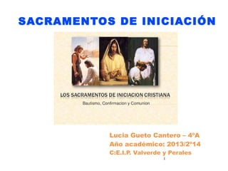 1
SACRAMENTOS DE INICIACIÓN
Lucia Gueto Cantero – 4ºA
Año académico: 2013/2º14
C:E.I.P. Valverde y Perales
 