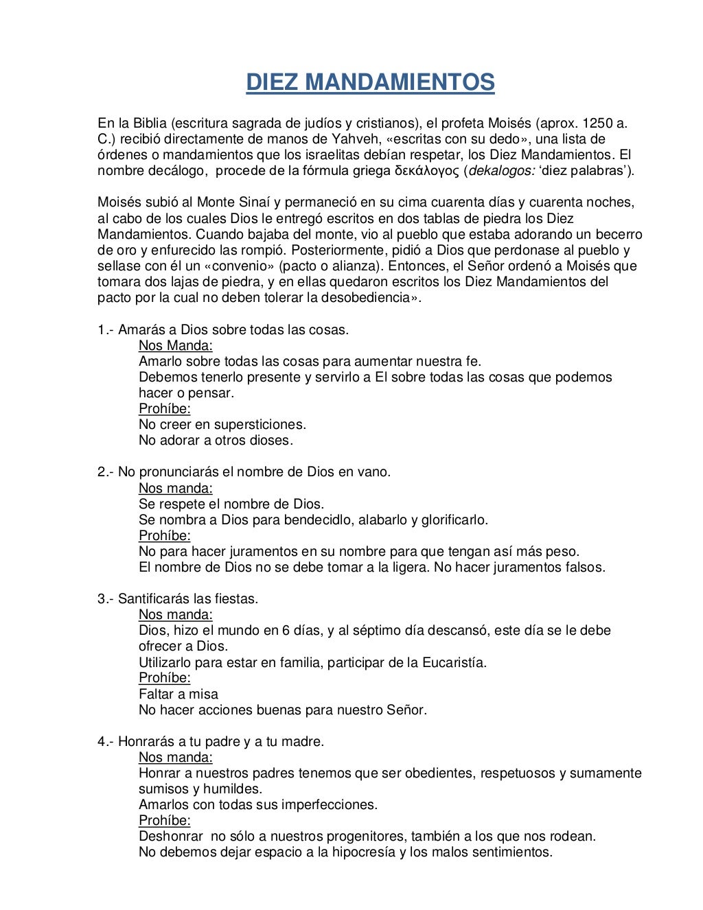 Los sacramentos y los diez mandamientos