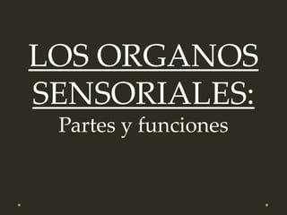 LOS ORGANOS
SENSORIALES:
Partes y funciones
 