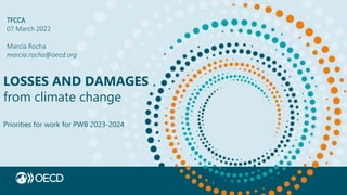 LOSSES AND DAMAGES
from climate change
Priorities for work for PWB 2023-2024
TFCCA
07 March 2022
Marcia Rocha
marcia.rocha@oecd.org
 