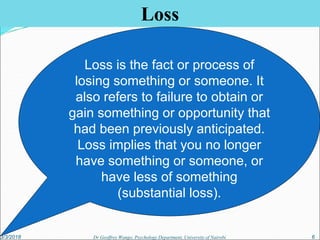 'Loss, Grief and Bereavement Coping with Loss and Grief' | PPT
