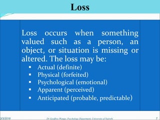 'Loss, Grief and Bereavement Coping with Loss and Grief' | PPT