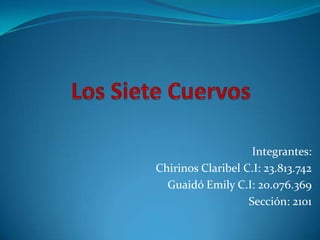 Integrantes:
Chirinos Claribel C.I: 23.813.742
  Guaidó Emily C.I: 20.076.369
                   Sección: 2101
 