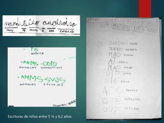 Escrituras de niños entre 5 ½ y 6,2 años.
 