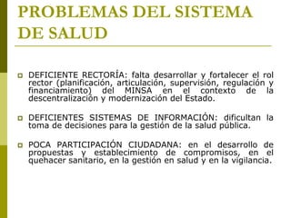 los sistemas de salud en el peru, niveles de atencion y categorizacion ...