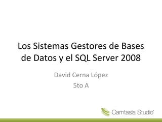 Los Sistemas Gestores de Bases
 de Datos y el SQL Server 2008
        David Cerna López
              5to A
 