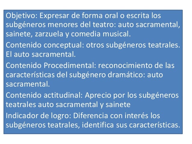 Los subgeneros teatrales