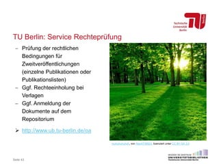 TU Berlin: Service Rechteprüfung
Seite 43
muhuhuhuhuh, von Alex4739924, lizenziert unter CC BY-SA 3.0
 Prüfung der rechtl...