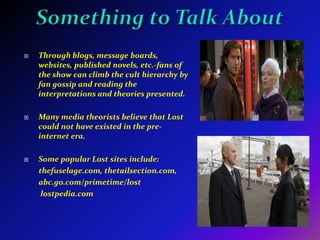 Narrative PyrotechnicsJason Mittel describes the narrative spectacle as moments that push to the foreground the operational aesthetic which calls attention to the constructed nature of the narration and entices the viewers to marvel at how the writers accomplished such a feat.