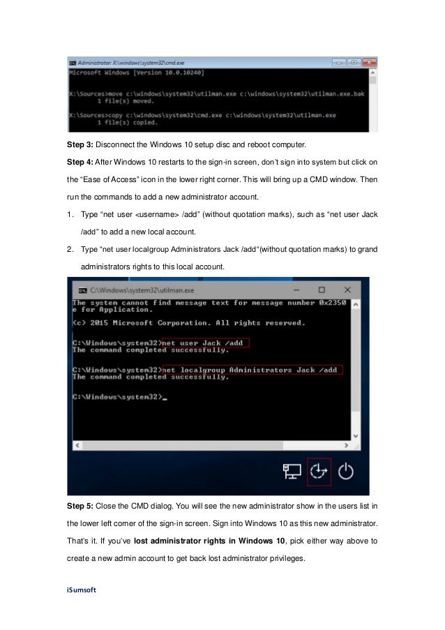 lost administrator rights in windows 10 what to do windows 10 administrator rights